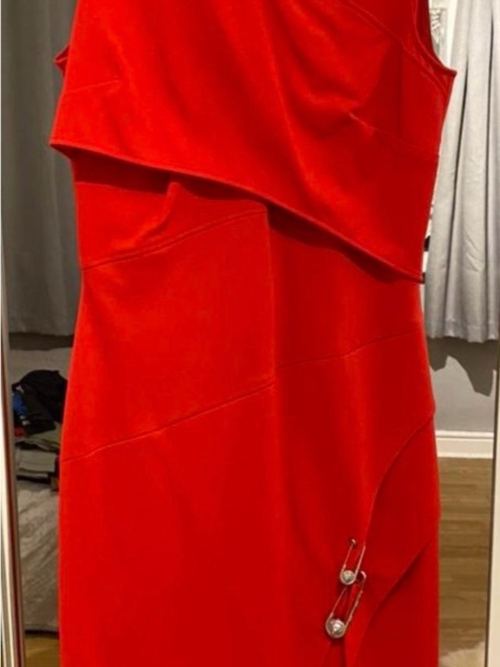 Red Sleeveless Layered Sheath Dress - Elegant Evening Wear
